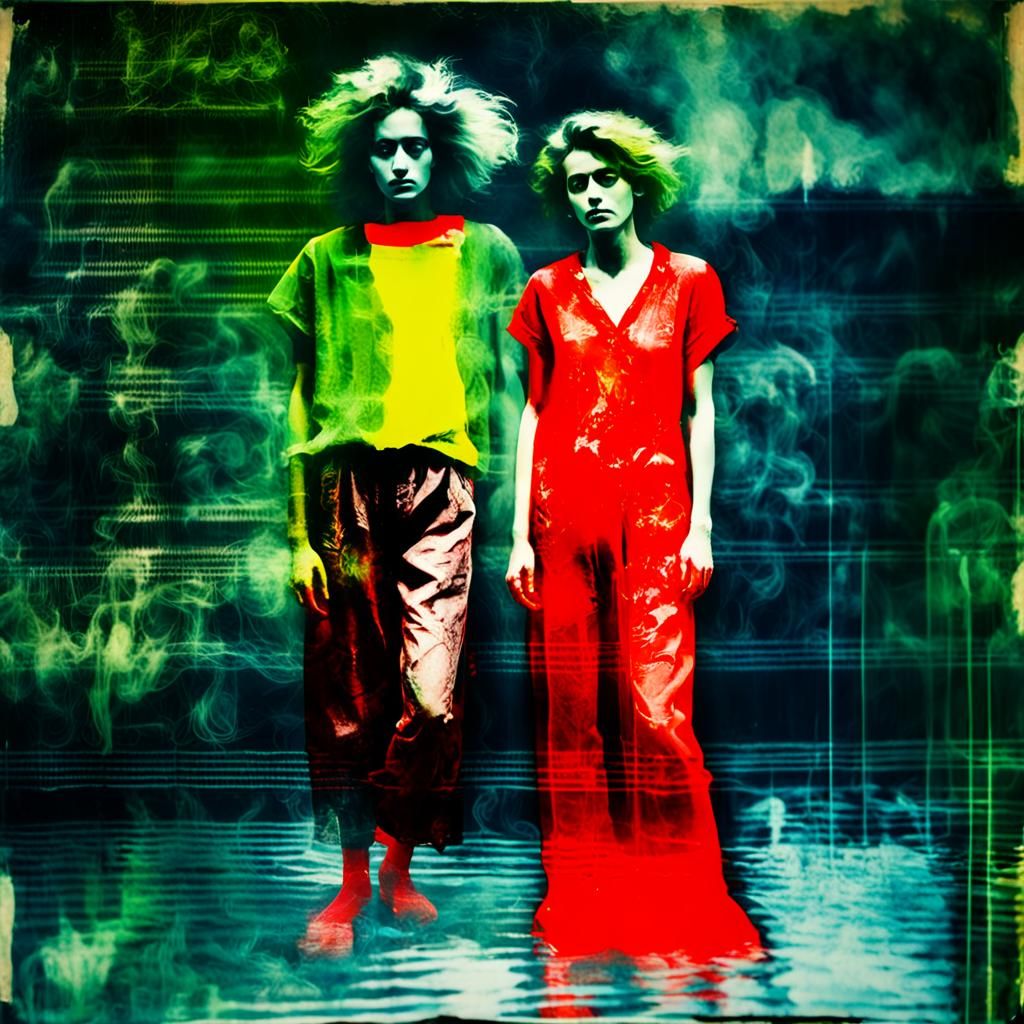 Ghostly Woman Projected onto Newsprint Wall