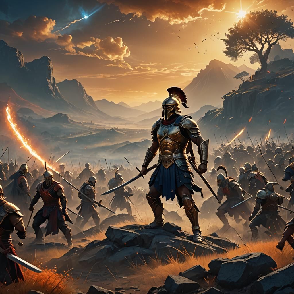 Spartan Warrior Victory on Mystical Battlefield