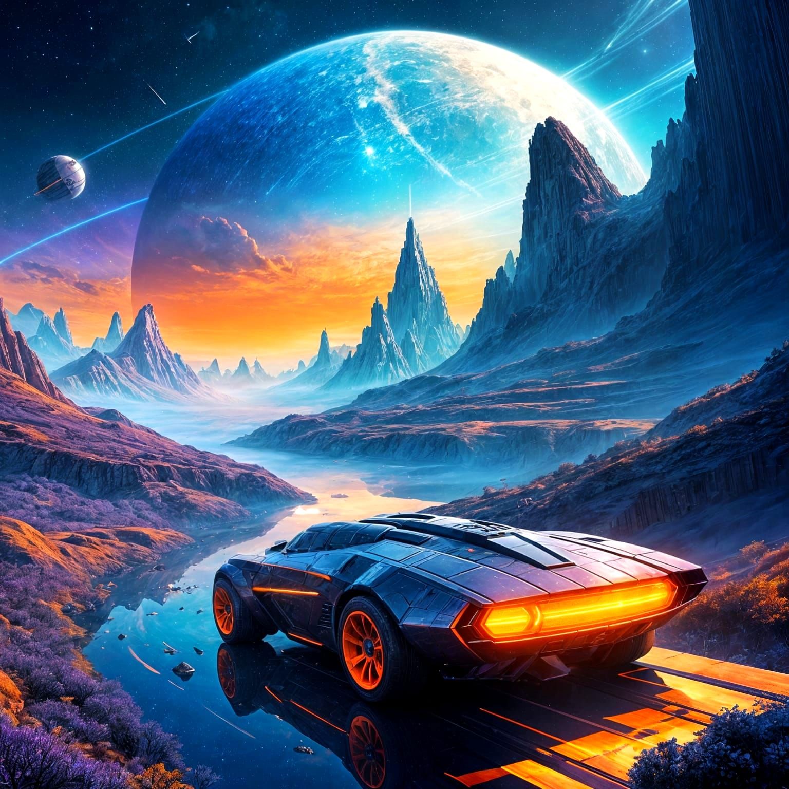 Futuristic Spacecraft Hurdling Through Time