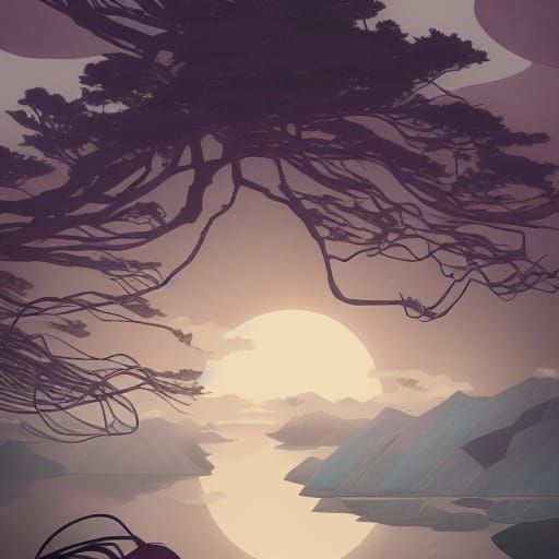 Anime Coastal Landscape in Fog, Studio Ghibli Style