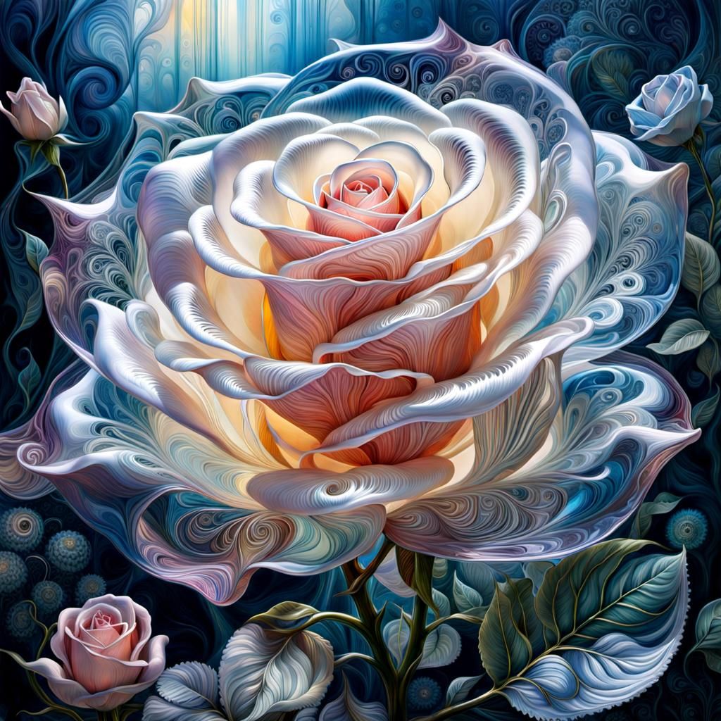 Luminescent Glass Rose in Dreamscape Style