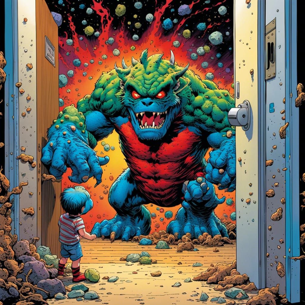 Stone Monster Toddler's First Day: Comic Book Art