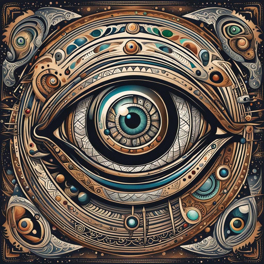 Planetary Eye with Metal and Tribal Tattoo