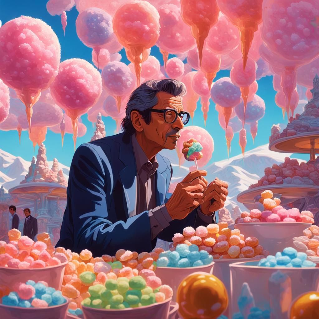 Candy Wonderland: Jeff Goldblum in Fantasy Art Style