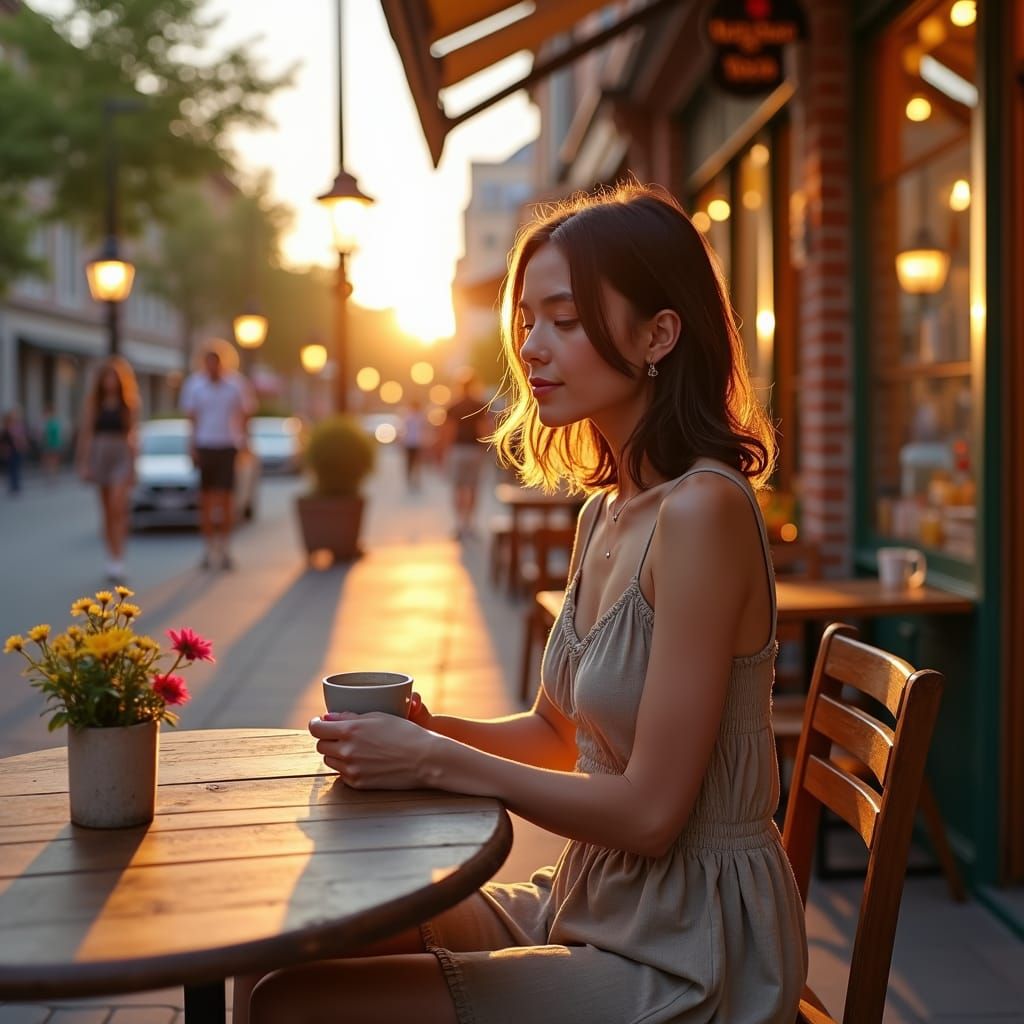 Cozy Evening Coffee in Quaint City Cafe