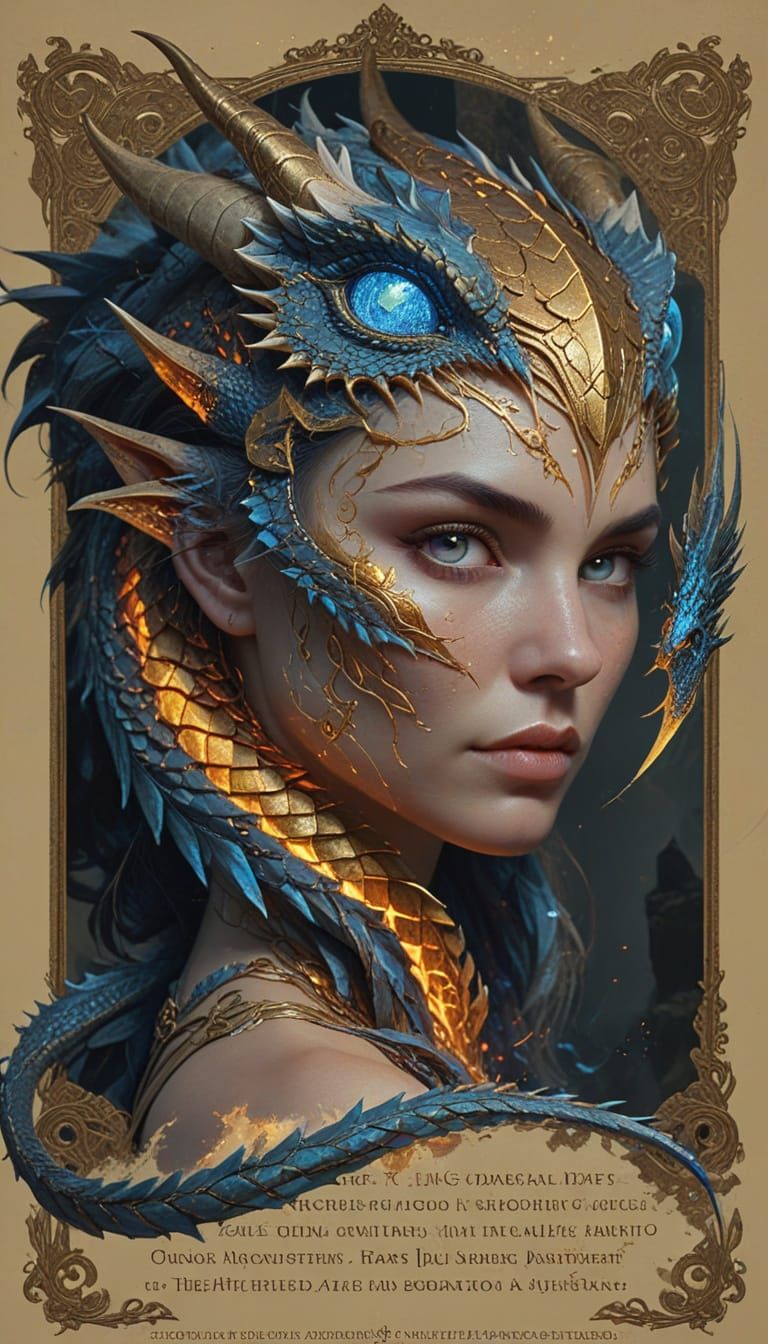 Fantasy Dragon-Human Hybrid Portrait in Dramatic Light