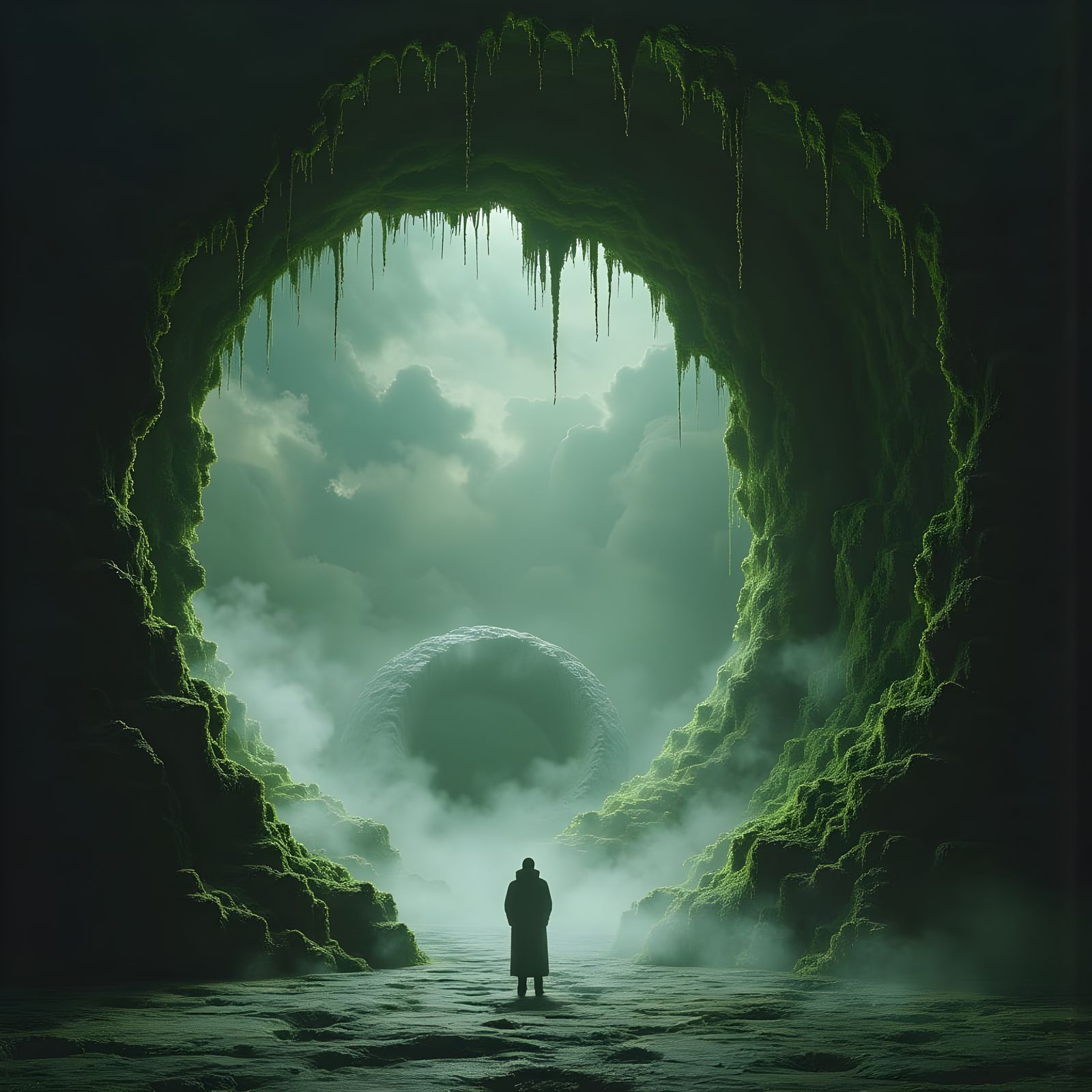 Keyhole Portal to a Surreal Mossy Landscape