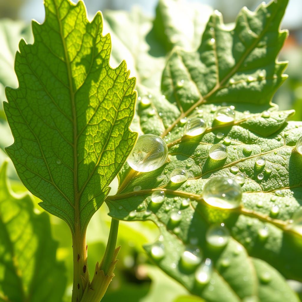 Surrealistic Springtime Burdock Leaves Glisten with Rosin