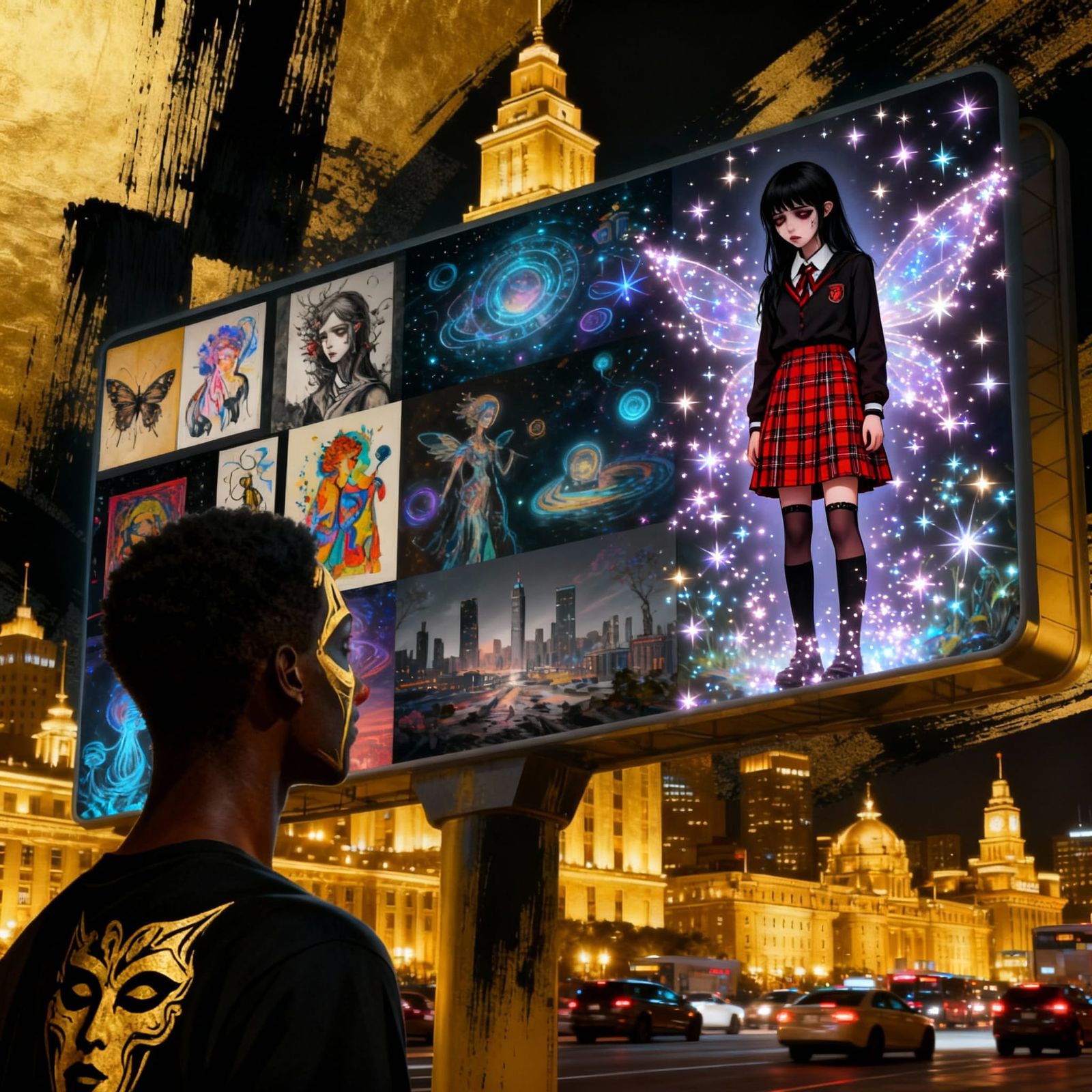 Goth Girl Sees Future Artworks on Mysterious Billboard