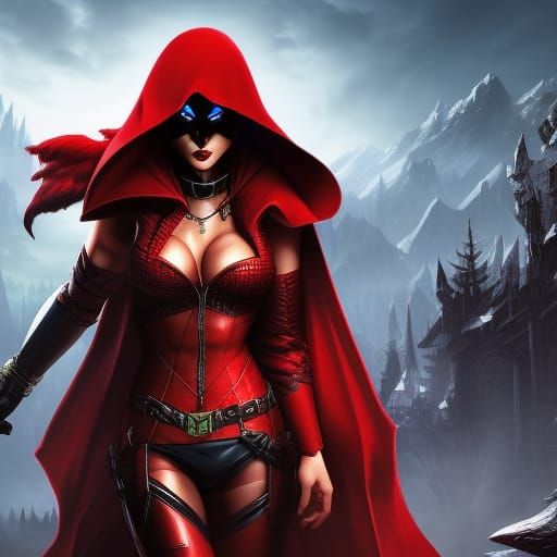 Terrifying Wolf Man and Red Riding Hood