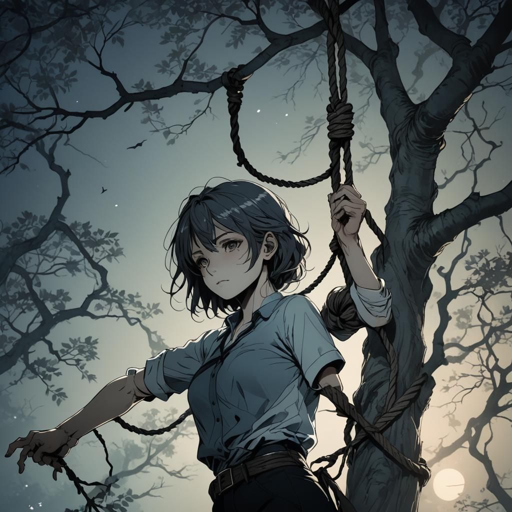 Dark Fantasy Anime: Woman Under Tree