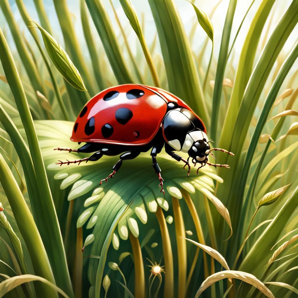 Ladybug's Giant World: A Hyperrealistic Adventure