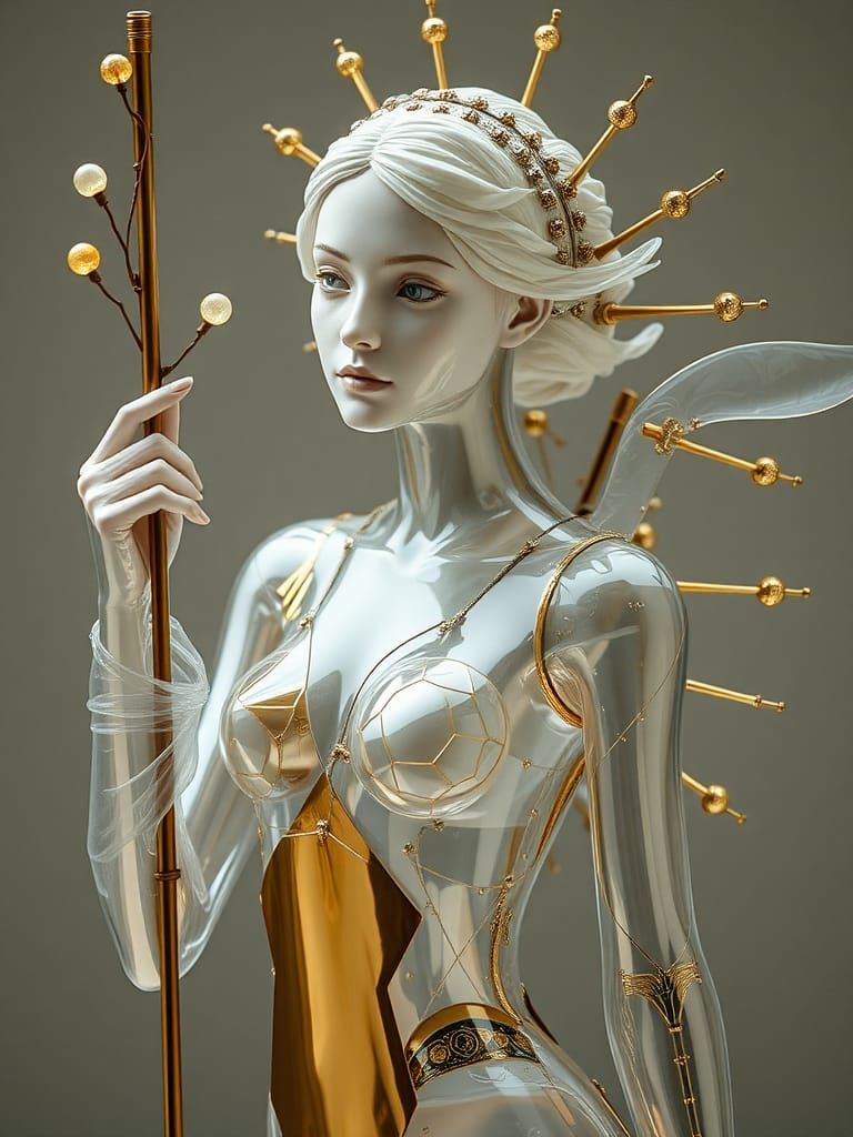 Glass Android Muse in Futuristic Style