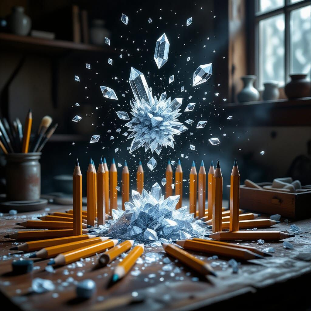 Vintage Pencils Animate Into Crystal Sculpture