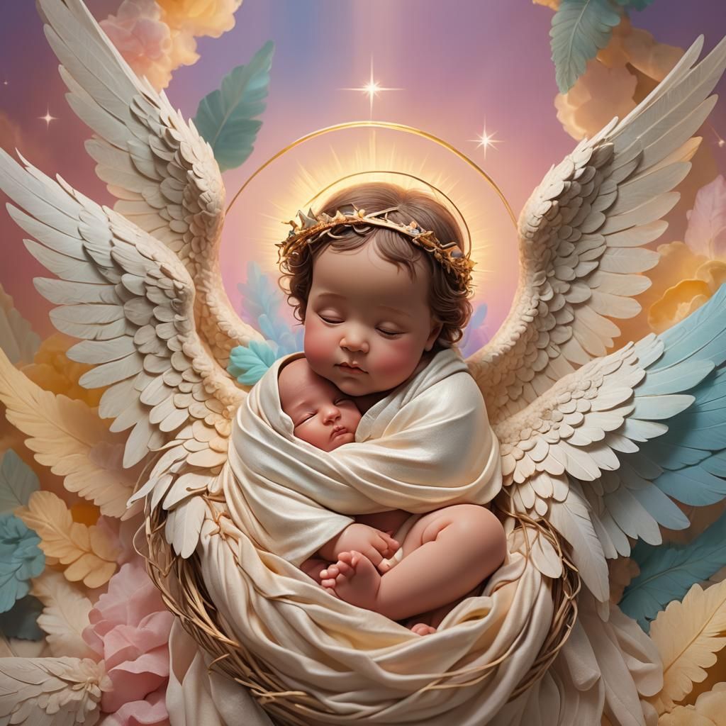 Baby Jesus in Angel's Wings, Anne Geddes Style