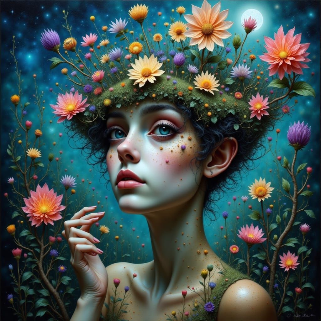 Surreal Contemplative Portrait with Ethereal Light