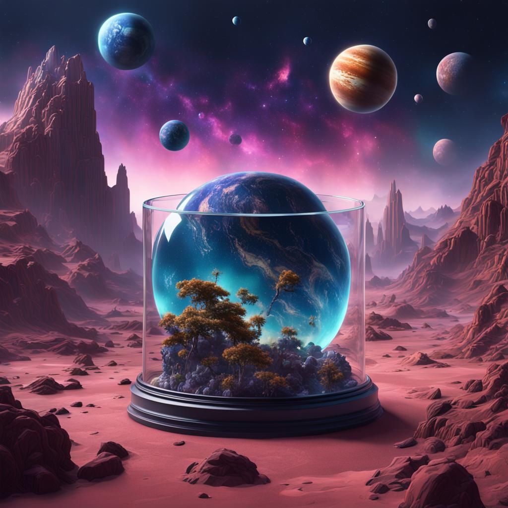 Planets in Glass Box: Fantasy Concept Art