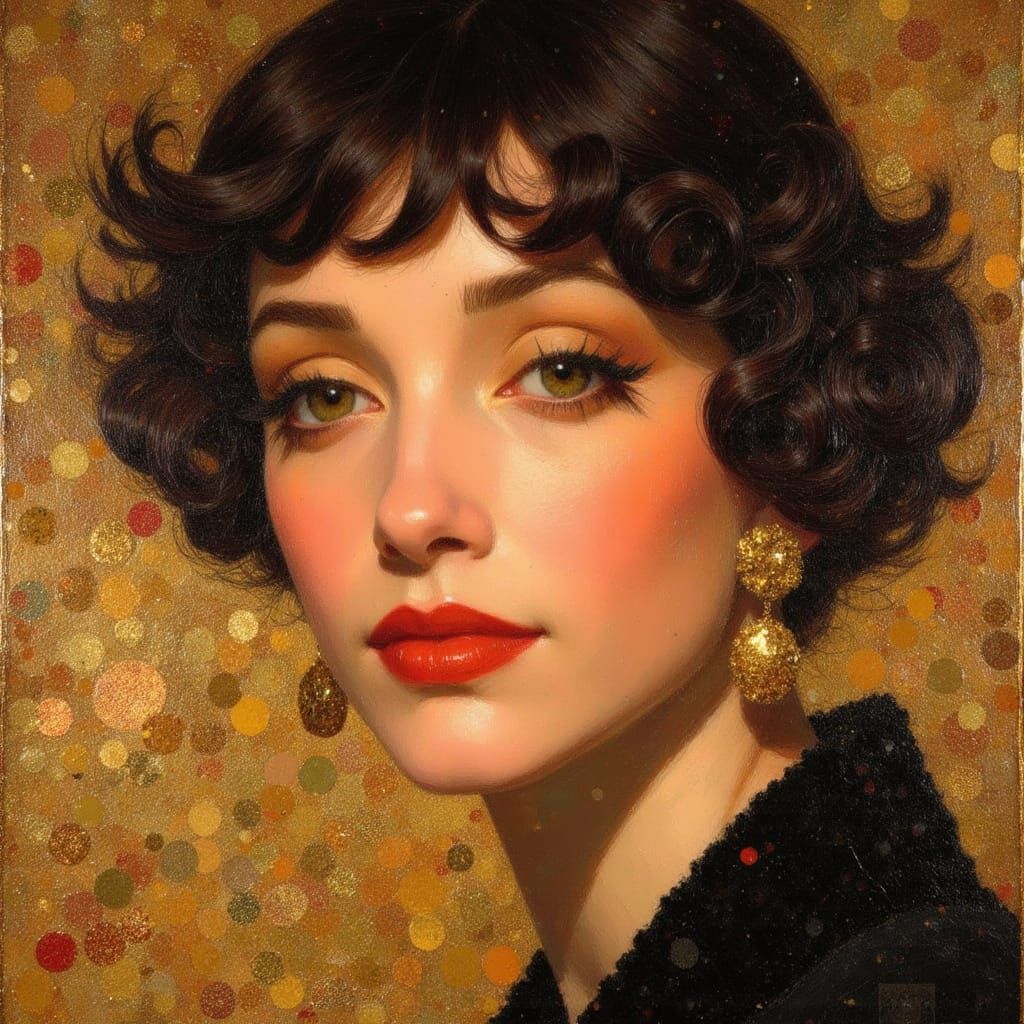 1920s Flapper Portrait in Art Deco Style
