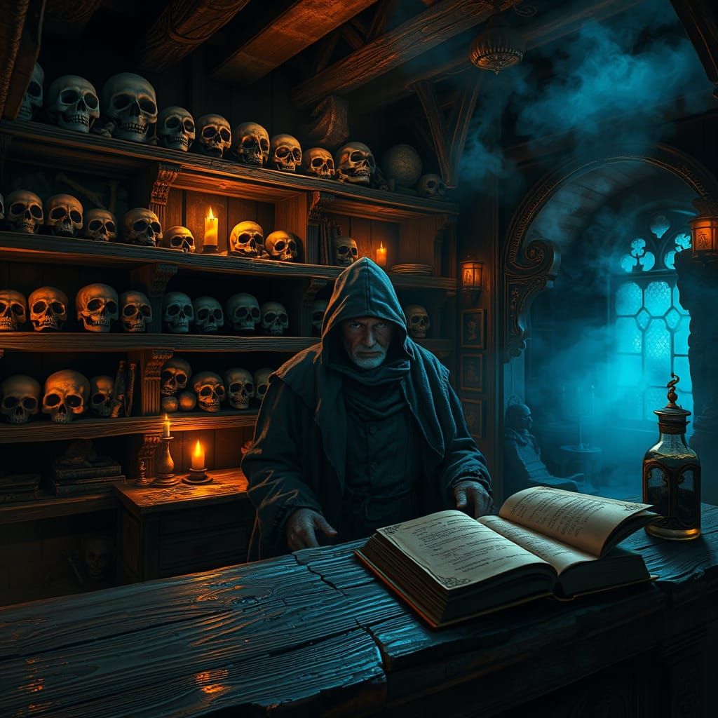 Medieval Apothecary in Dark Fantasy Style
