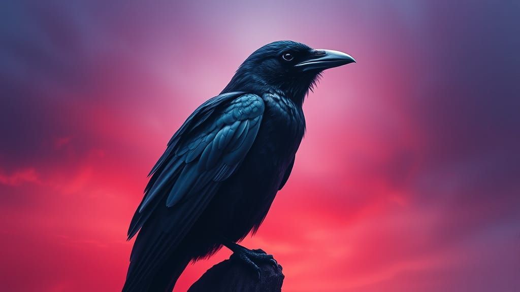 Surreal Crow Portrait in Airbrush Style
