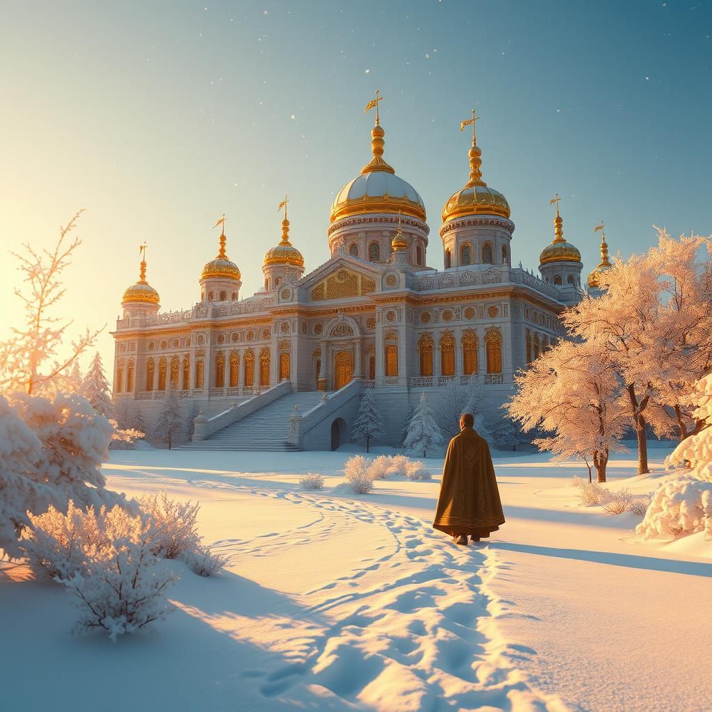 Golden Palace in Winter Wonderland: Fantasy Concept Art