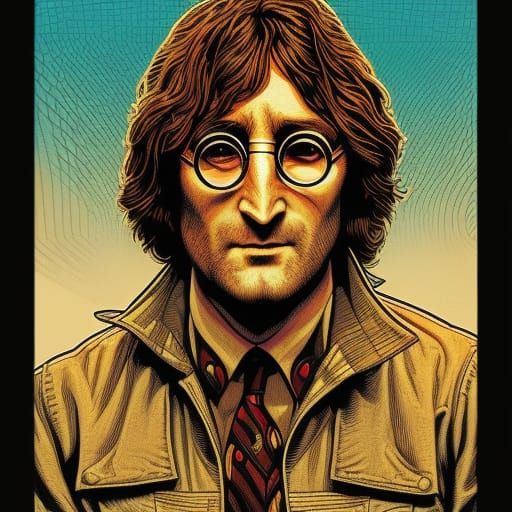 John Lennon in Comic Book Art Style