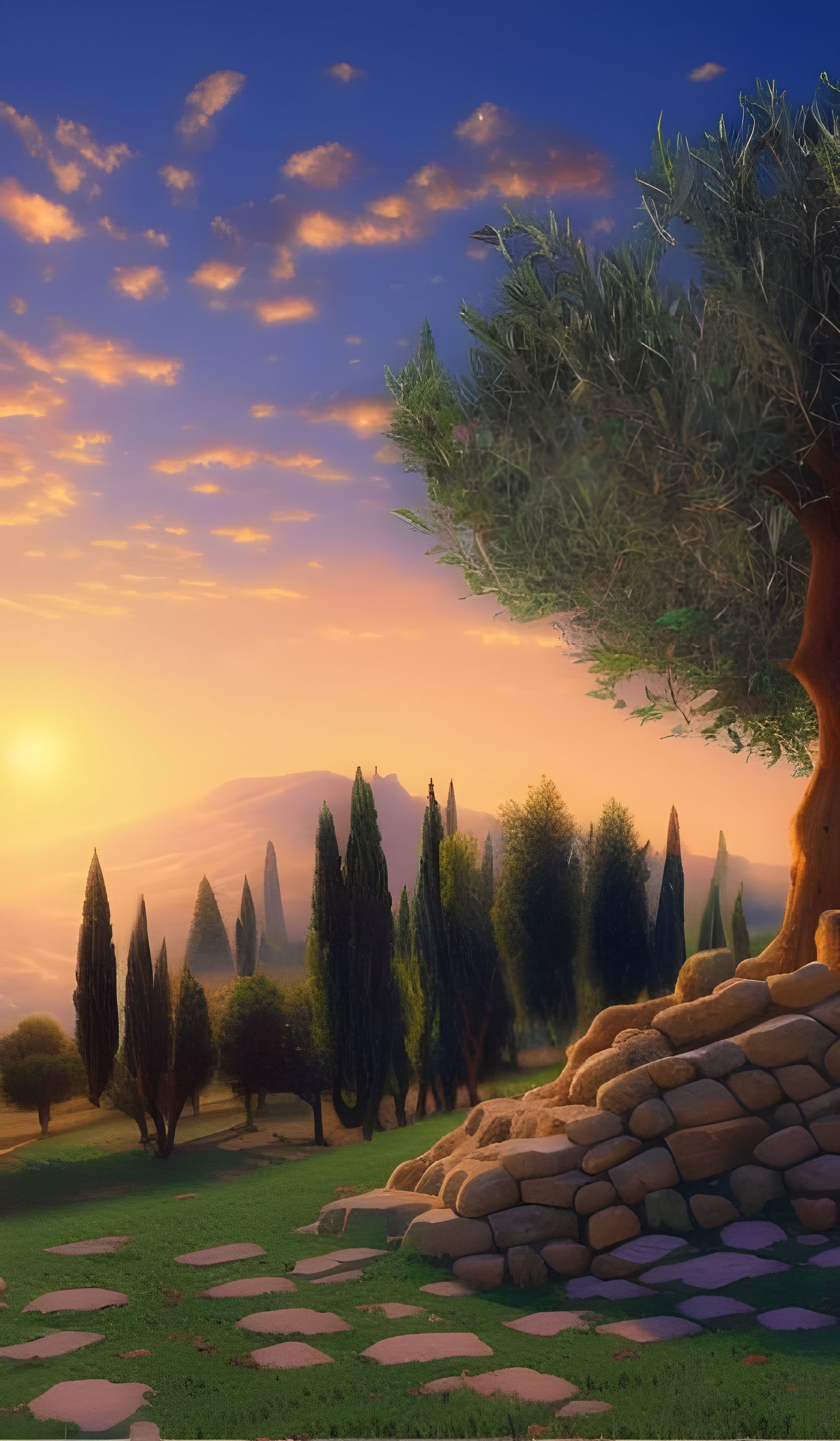 Golden Hour Olive Tree in Ancient Greece