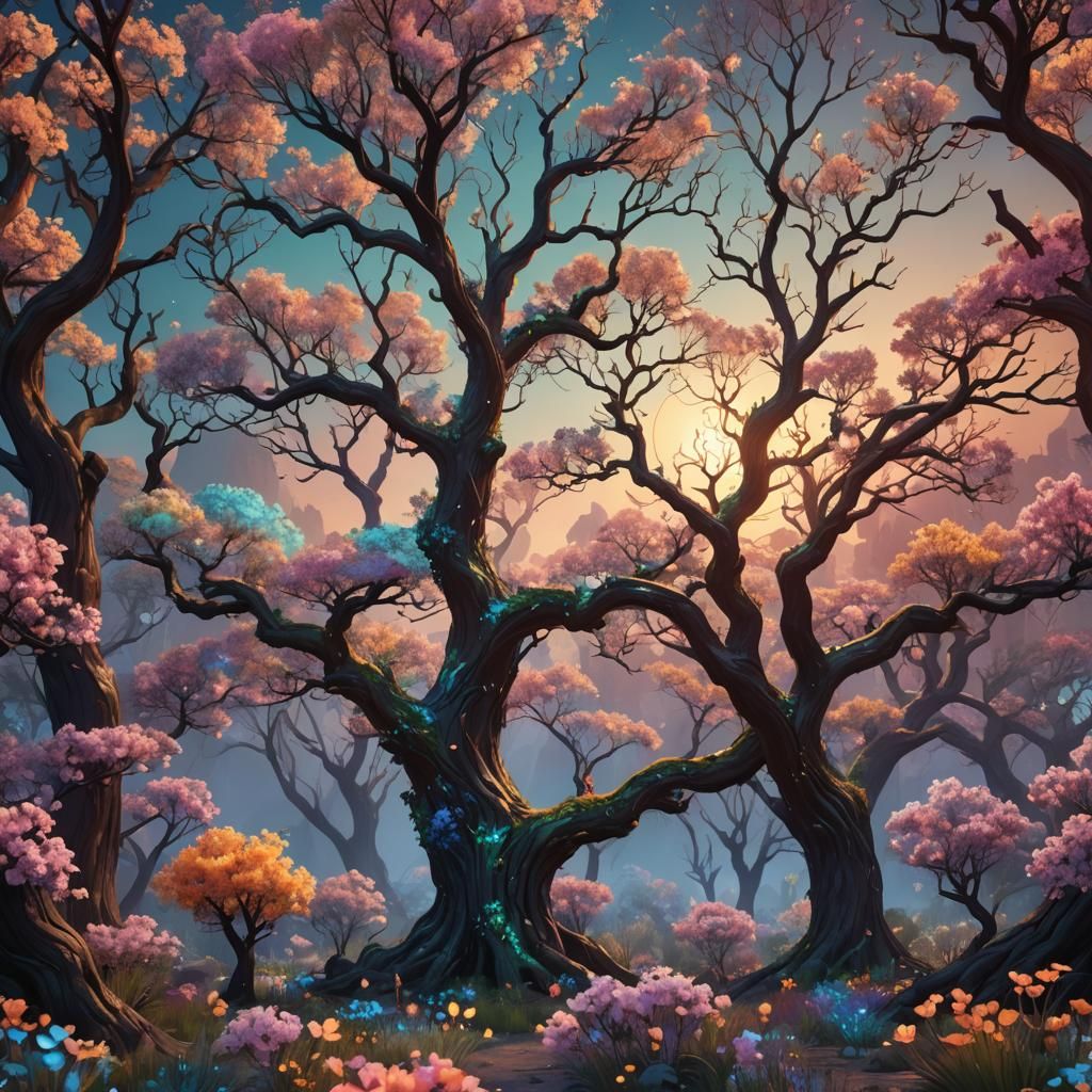 Opal sunset opal trees opal flowers