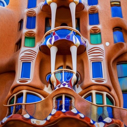Barcelona Landmarks in Surrealist Style