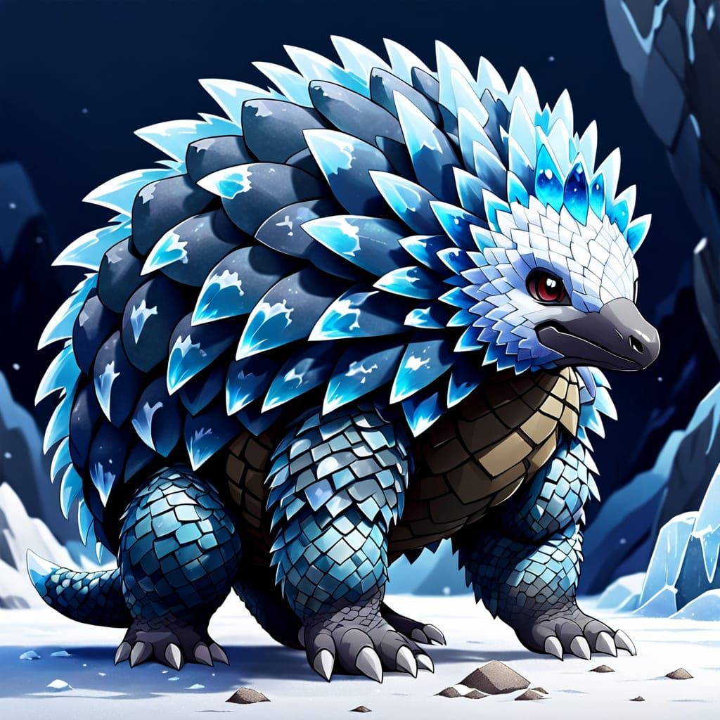 Majestic Ice Rock Fakemon with Spiked Scales and Arctic Tone...