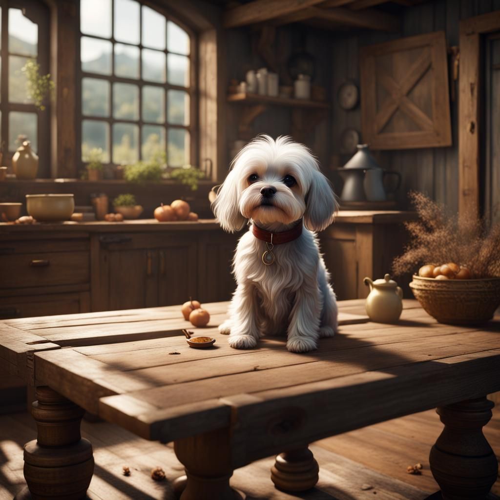 Charming Farmhouse Dog in Detailed Matte Painting