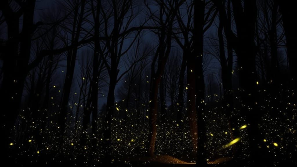 Fireflies at night ... enhanced version
