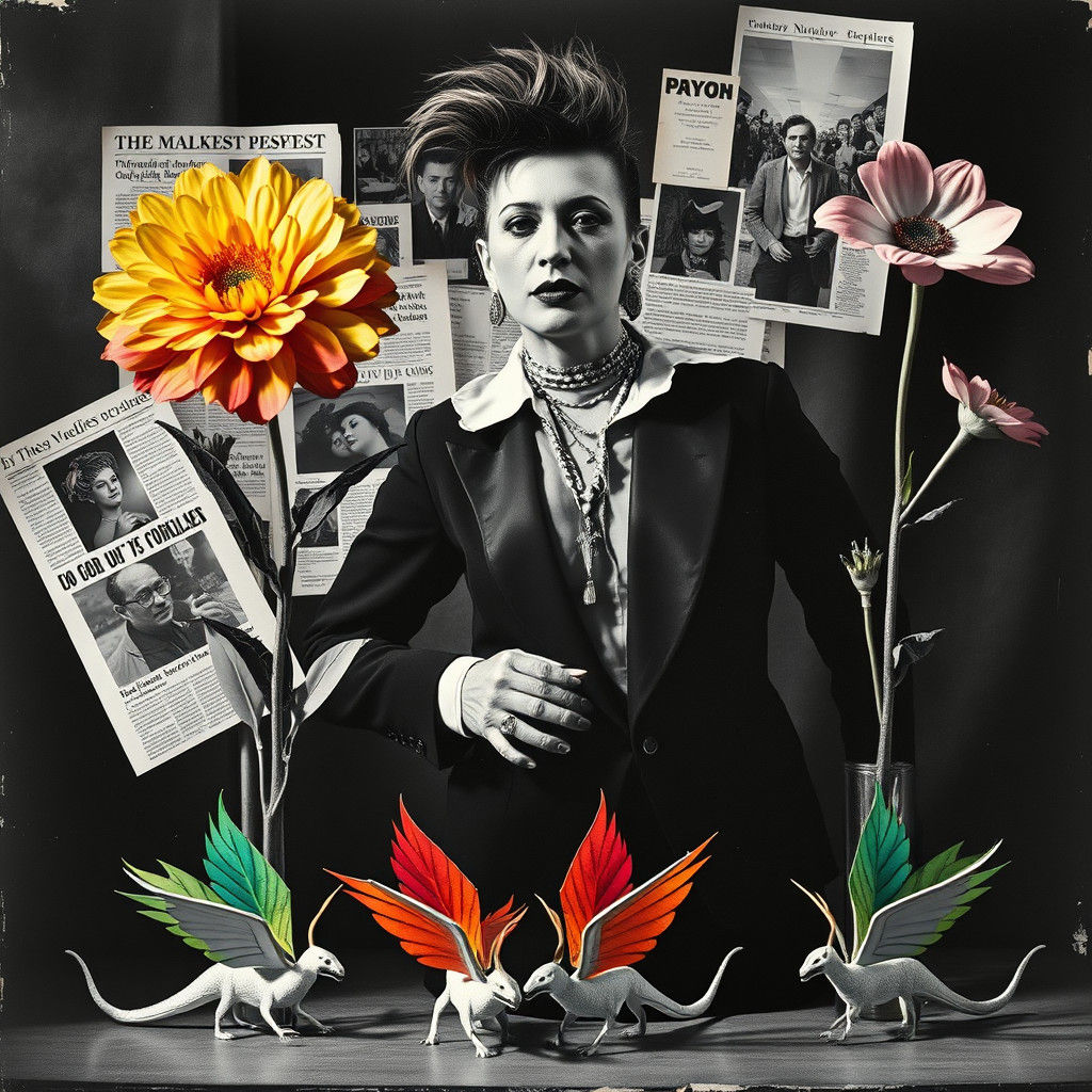 Surrealist Collage of Stage Performer in Photogram Style