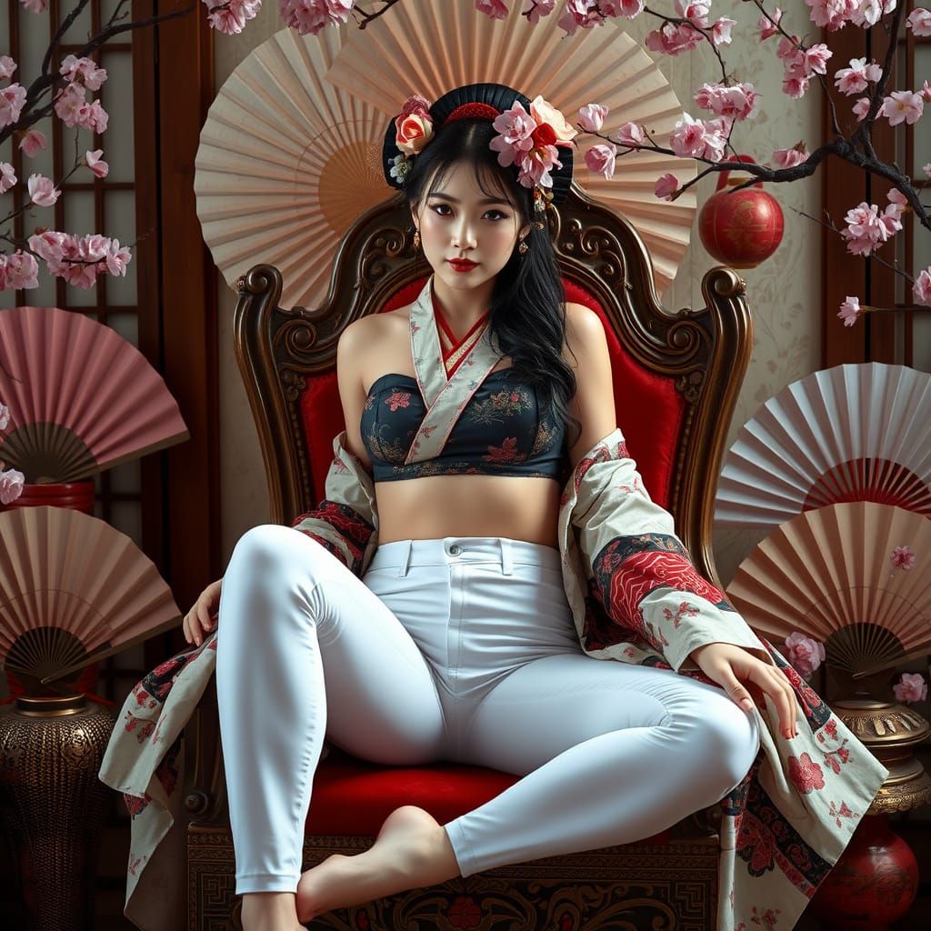 Geisha in Jeans: A Photorealistic Japanese Beauty