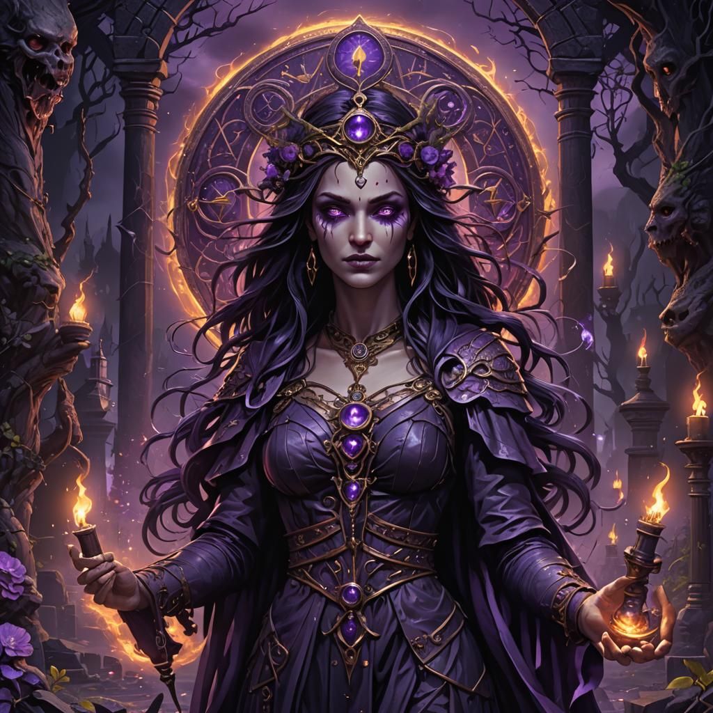 Goddess Hecate at the Crossroads in Purple
