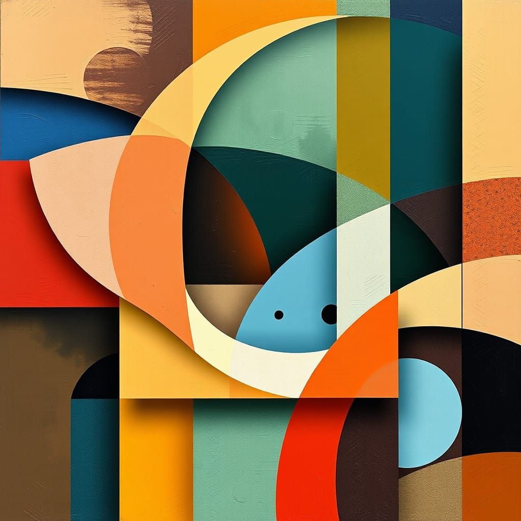 Counterform Abstract Painting in Vibrant Geometric Harmony