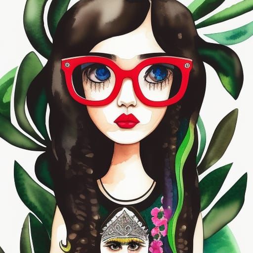 Hyperrealistic Chibi Girl Holding Bonsai Tree