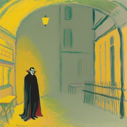 Vampire in Night Tavern with Alleyways