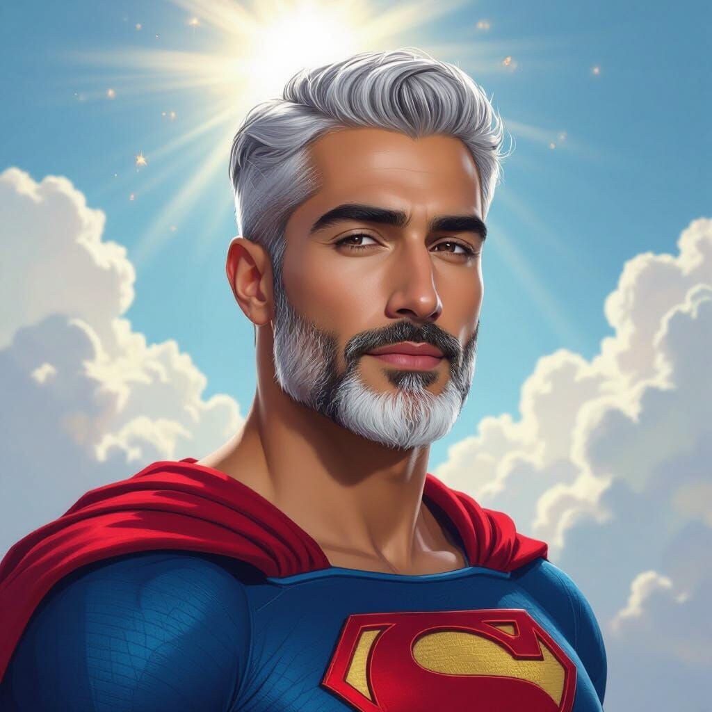 Arab American Superman as a Divine God in Heaven