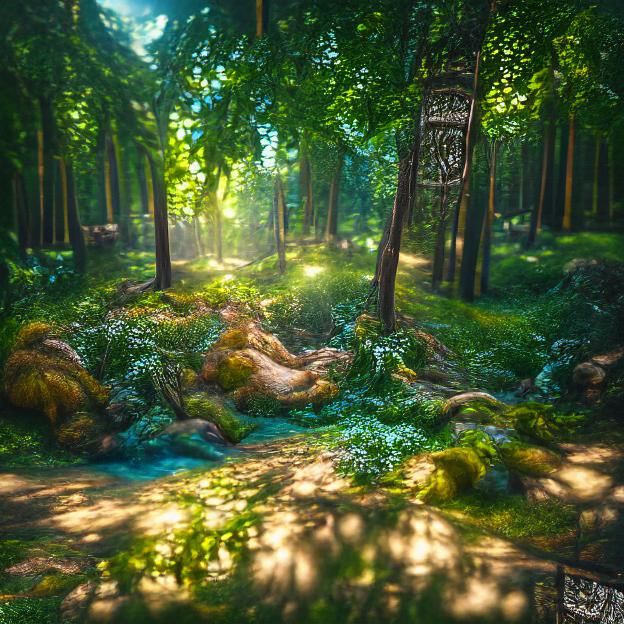 Lush Summer Forest in Matte Painting Style