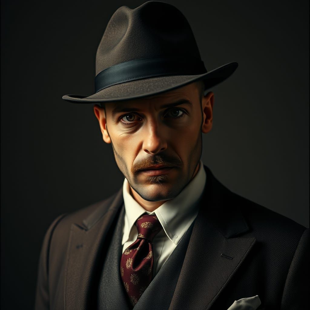 Vintage Portrait of Tongueless Bill in Noir Style