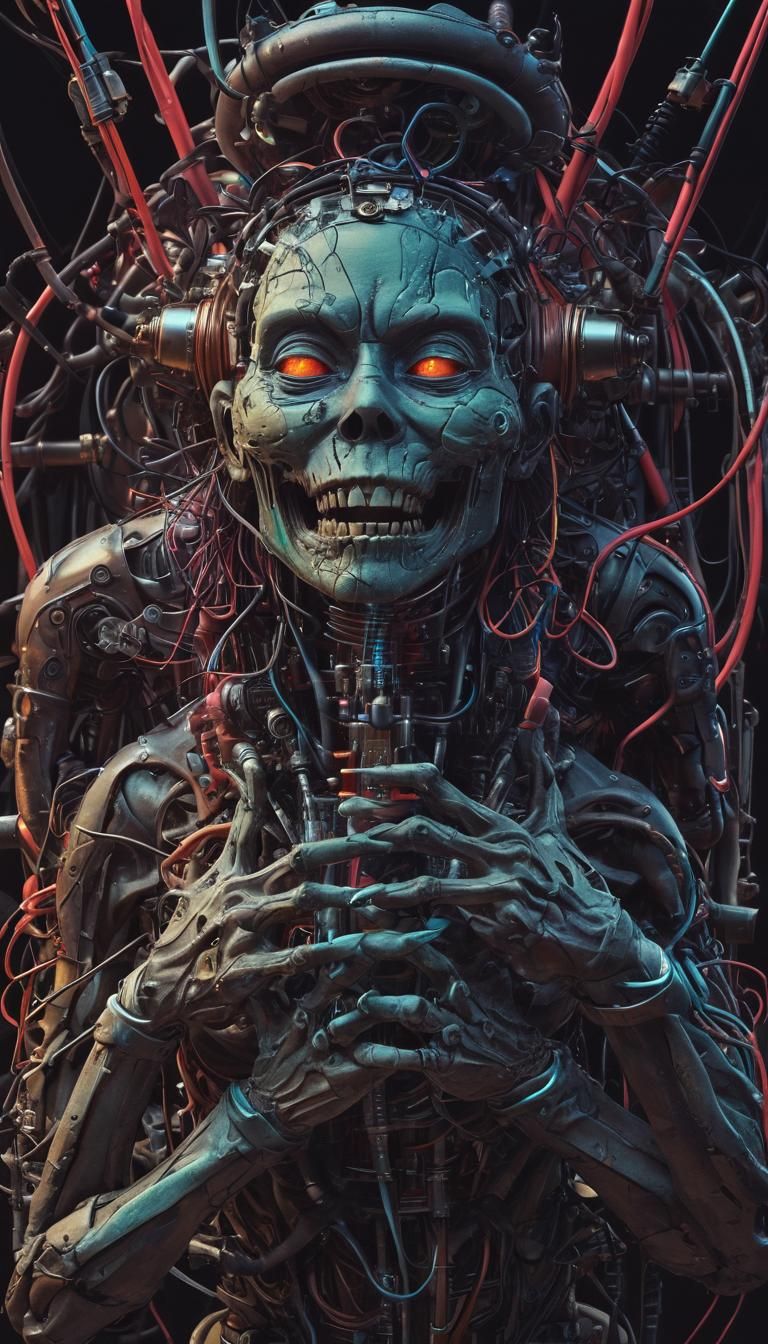 Mechanical Demon Rises from a Neon Candy World