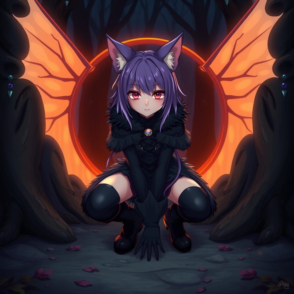 Ethereal Feline Warrior Emerges from Mystic Portal