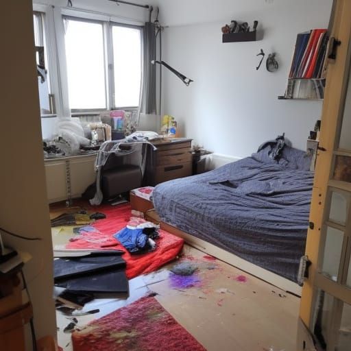 AI Generated Image of a Messy Bedroom