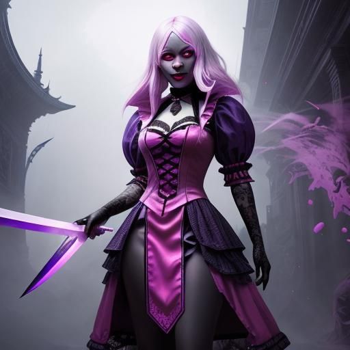 Drow Alice in Wonderland with Butcher Knife