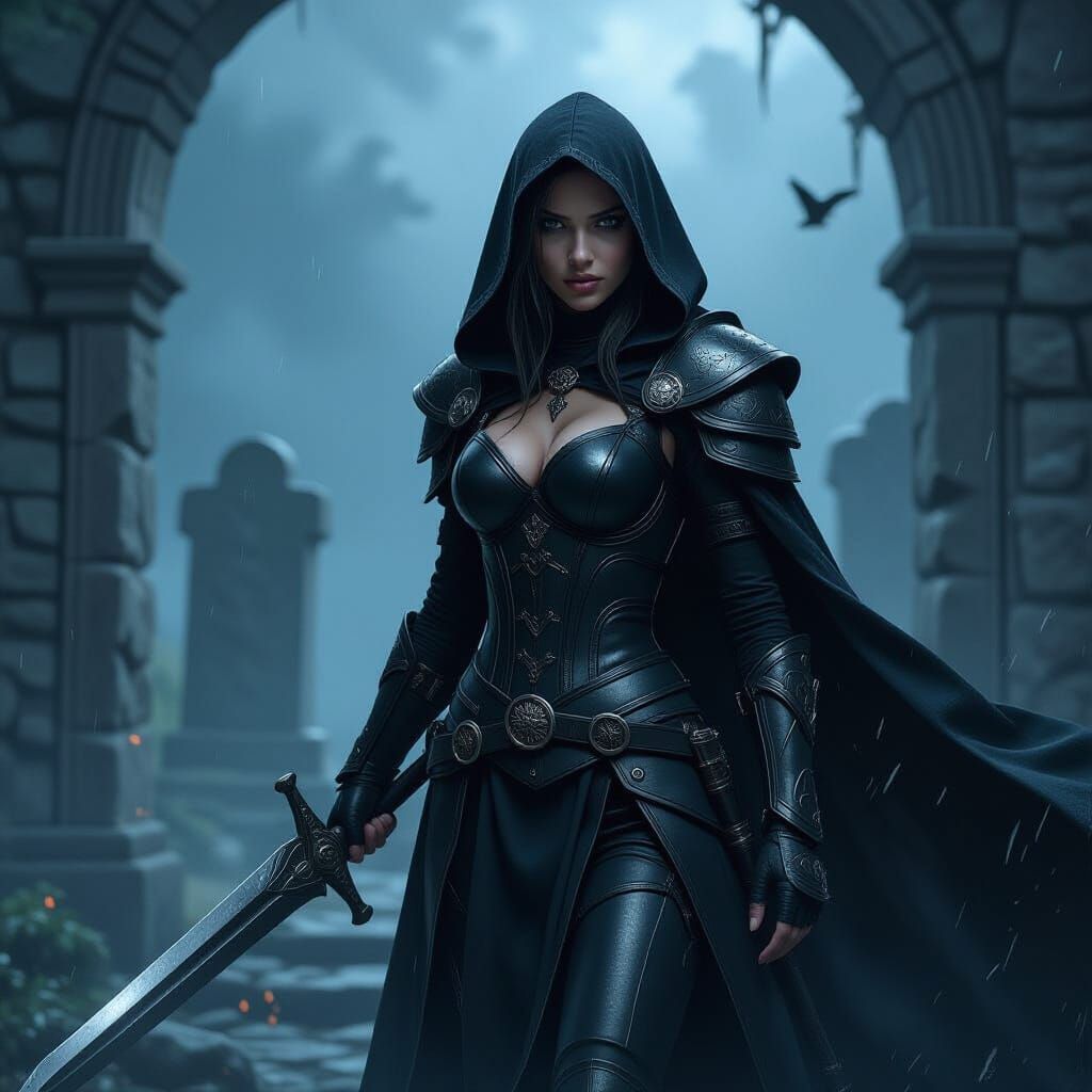 Female Rogue Enters Ancient Tomb on Tempest Night