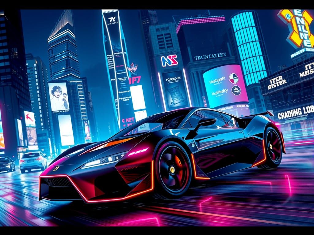 futuristic car with glowing neon accents