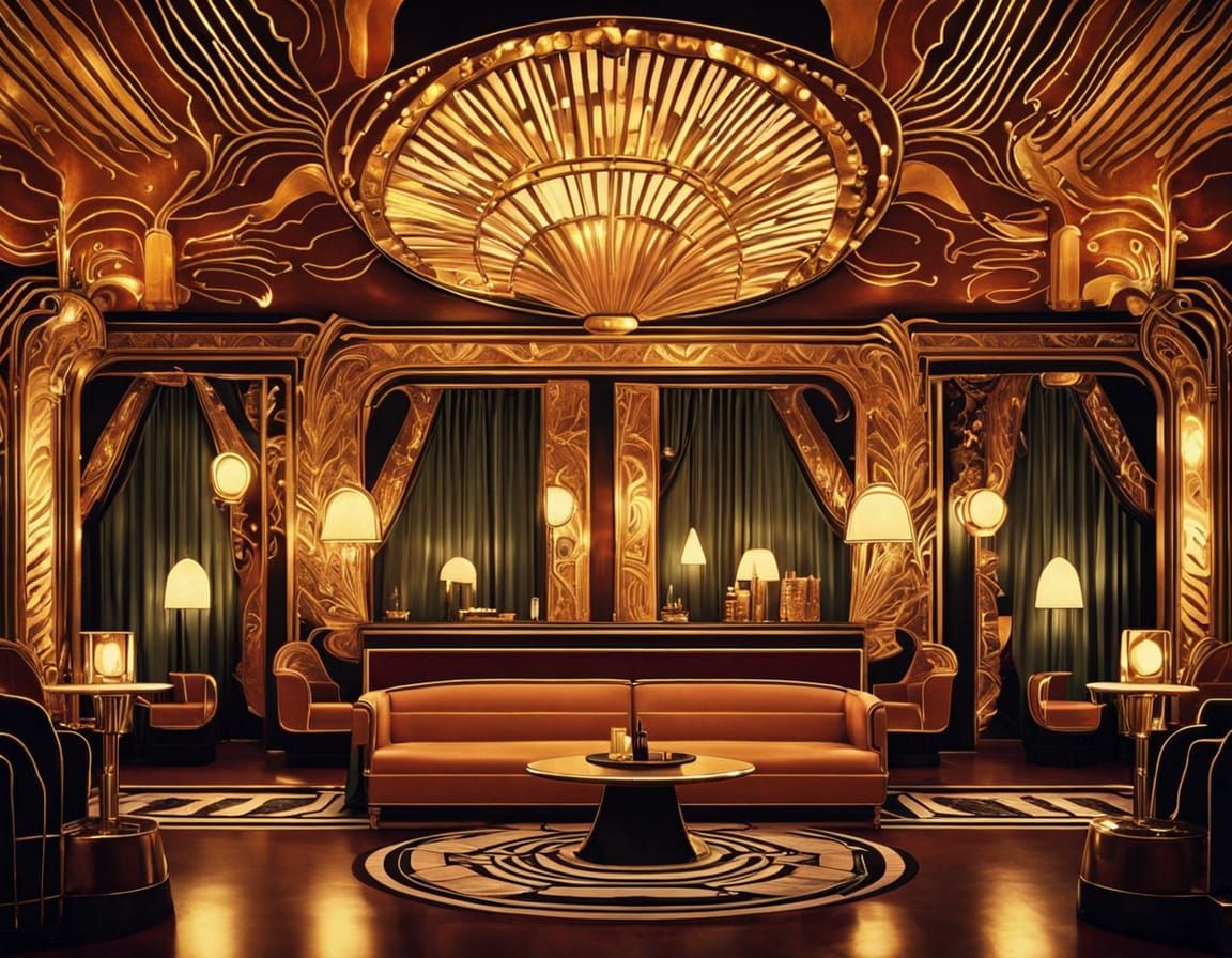 Art Deco Speakeasy Lounge in Nouveau Style