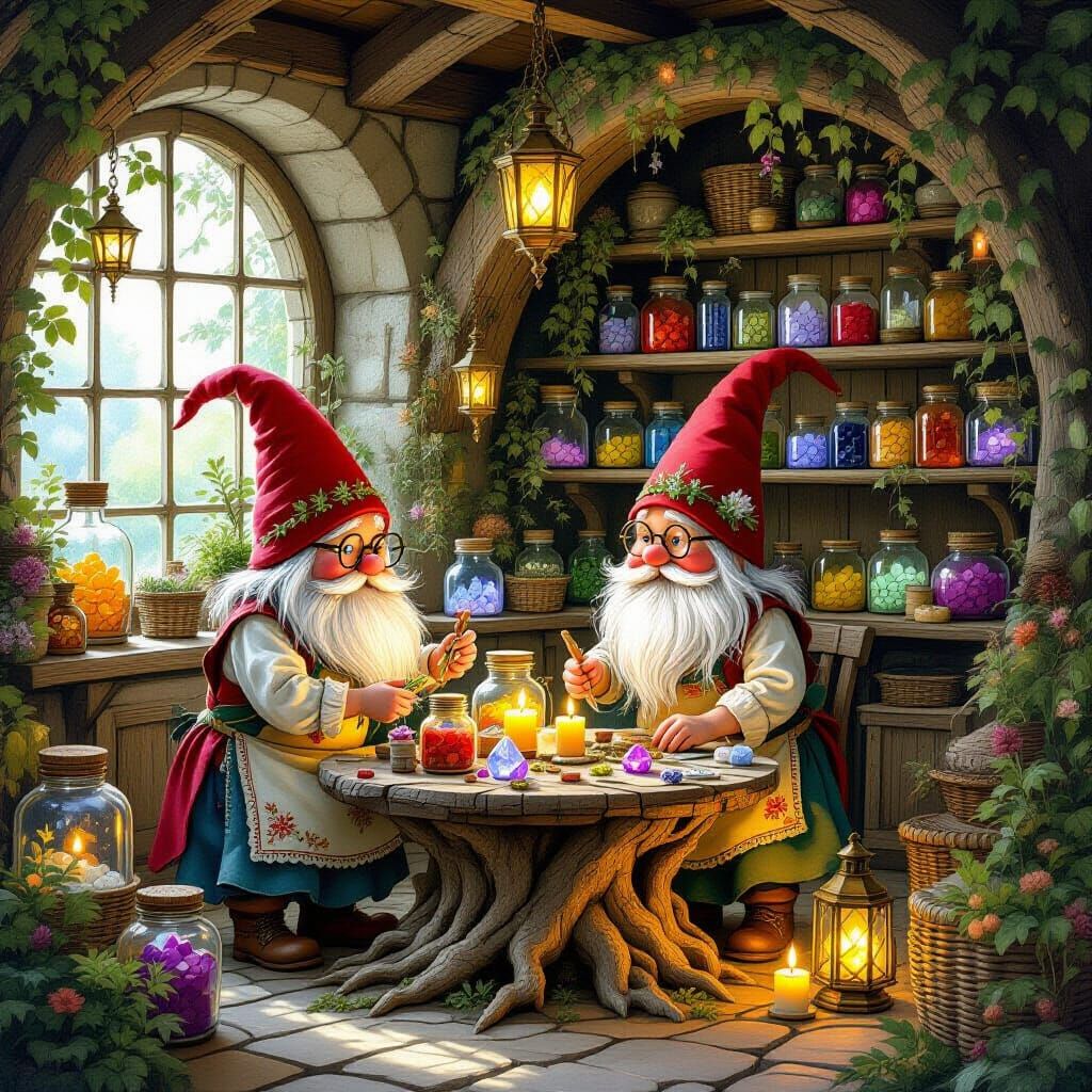 Gnome Apothecary in Rackham Style