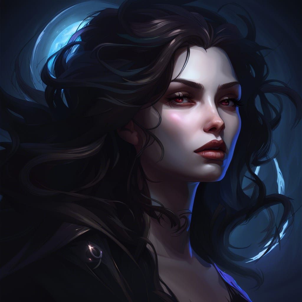 Dark Vampire Portrait with Magic Energy
